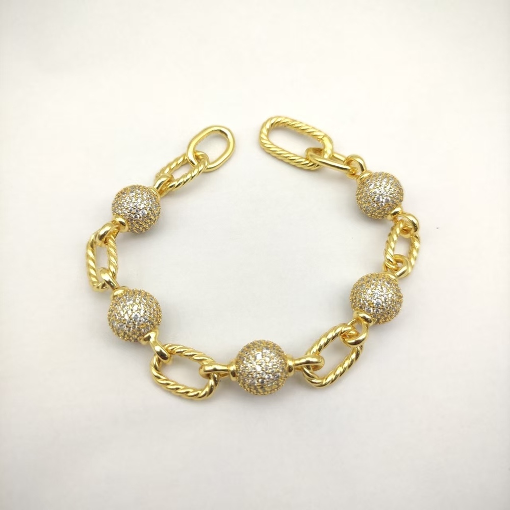 David Yurman Golden Madison Round Diamond Beaded Bracelet - Picture 6 of 6